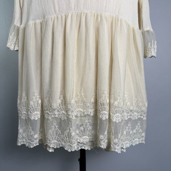 Indigo Soul Ivory Lace Tunic, Long Sleeves, Lined, Soft, Boho, Size Med 2/$25 - Picture 4 of 9